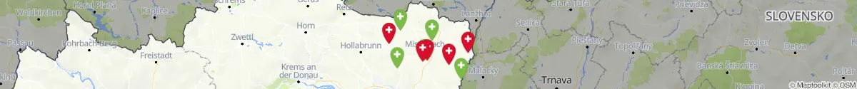 Kartenansicht für Apotheken-Notdienste in der Nähe von Ottenthal (Mistelbach, Niederösterreich)